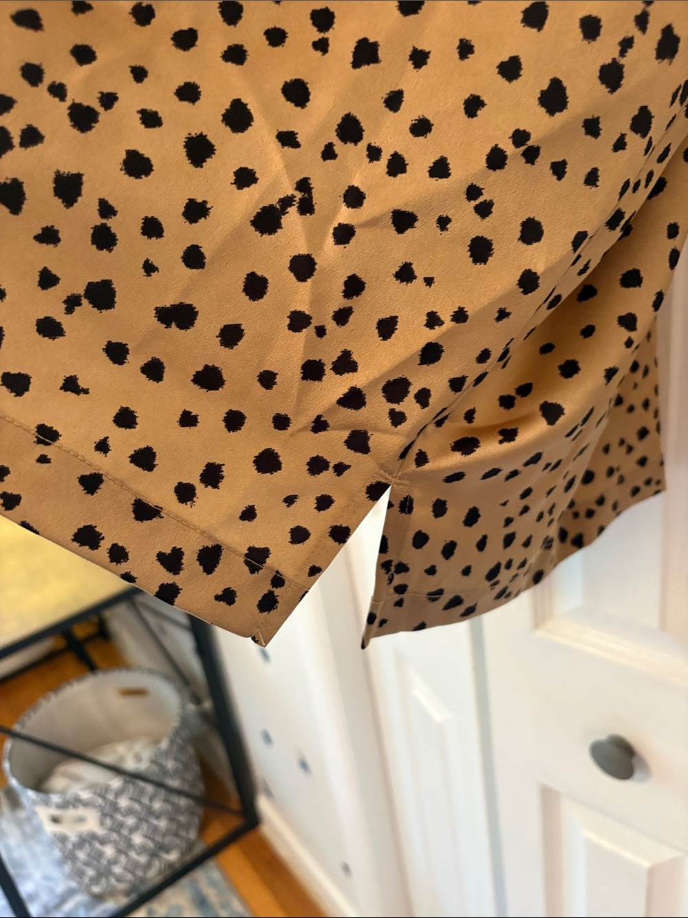 Loft Women's Gold with Black Leopard Print  Blouse - Classic Long-Sleeve Top - Picture 6 of 6